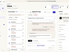 CustomerEagle Support inbox with customer conversation, suggested action, and customer context panel.