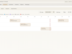 The day across every bay - appointments assigned to real bays, with status color-coded at a glance.