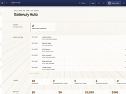 Open work, jobs awaiting approval, and the day's money on one screen.