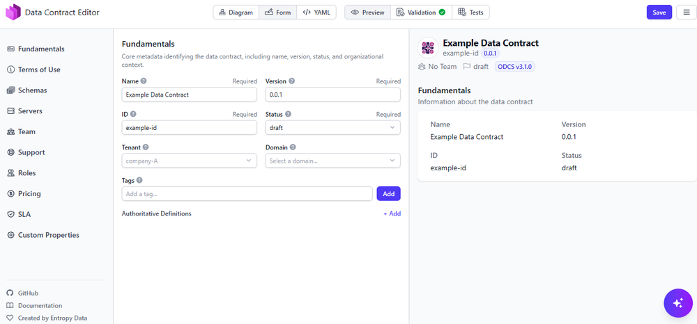Data Contract Editor Screenshot 1