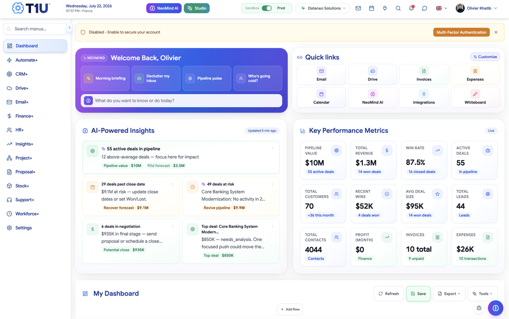 T1U Dashboard