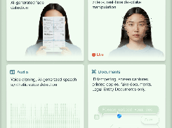 Four labeled panels describe detection coverage for Images, Video, Audio, and Documents, with example graphics for face, document, waveform, and upload chat.
