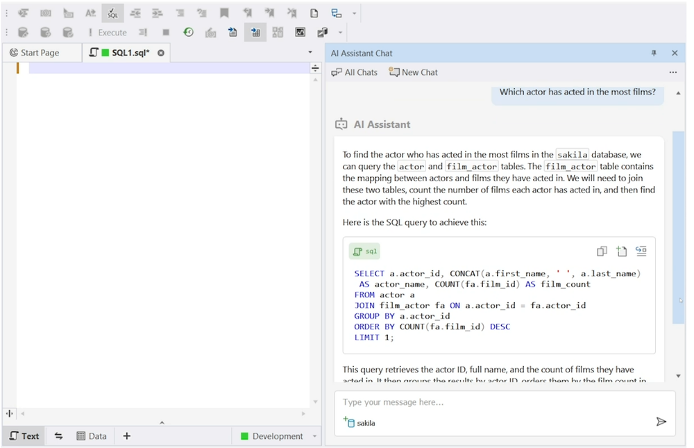 dbForge AI Assistant Screenshot 1