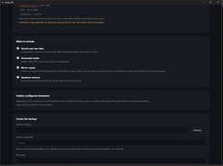 What goes in, item by item: secrets, generated media, mirror copies and the assistant memory, each one a choice.