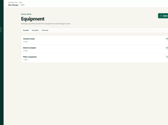DepotEase equipment management — stock quantities and availability