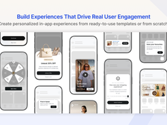 Showcase of personalized in-app experiences, including nudges, gamification, stories, surveys, offers, and product discovery elements.