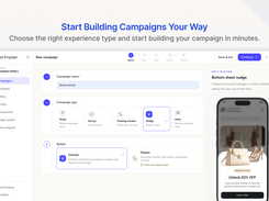 Digia campaign setup interface showing how teams choose campaign types and start building in-app experiences.
