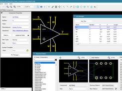 Component Editor — schematic symbols and multi-part components with pin management