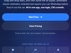 DL25 mobile interface with diary, booking, reminders, pupil portal and payments