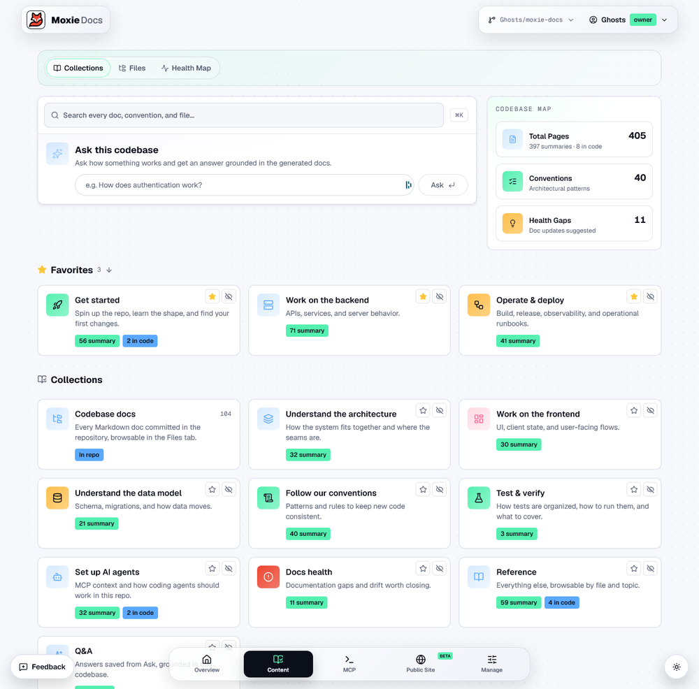 Docs dashboard