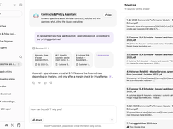 Cited answers with the sources beside the chat