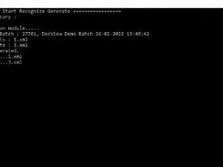 Command-line window showing DocView OCR recognition progress for a batch.
