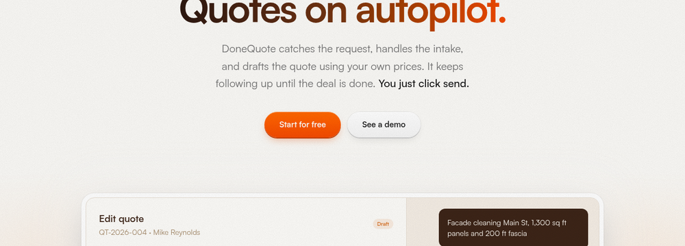 DoneQuote product workspace