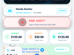 Track mileage, shifts, earnings, and work activity