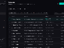 Dark-themed Dripl Scheduler interface showing scheduled messaging jobs in a table, with navigation for Dashboard, Scheduler, Forwarding, Accounts, Analytics, and Errors.