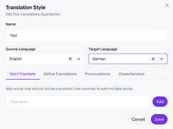 Translation Styles and Glossary