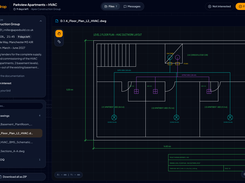 Zero-login subcontractor portal with an in-browser .DWG/.DXF CAD viewer, structured project folders, and 1-click interest confirmation.