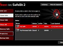 A quick overview of key options, such as Open Safe, Close Safe, and Destroy Safe, is provided to help with easy setup and use.