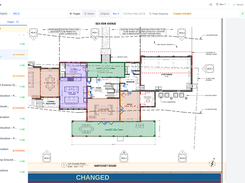 Revision comparison shows which sheets changed between a revised drawing set and the current one.