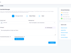 EasySendSMS Bulk SMS interface where users can compose messages, select message types, schedule delivery, and manage large-scale SMS campaigns from a simple dashboard.