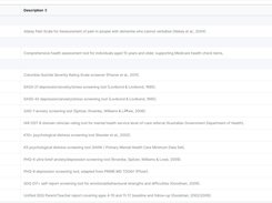 eChart forms list showing grouped health-assessment and mental-health questionnaires, with descriptions, versions, publication dates, and New and Send actions.