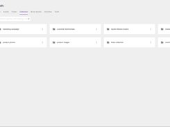 Ecollat DAM Collection page showing a sidebar, collection navigation, search field, New Collection button, and folders including marketing campaign and product images.
