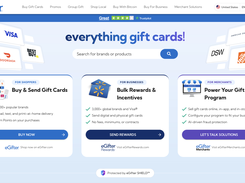 eGifter.com homepage, showing eGifter's three connected properties: eGifter.com for consumers, eGifter Rewards for bulk business rewards and incentives, and eGifter Merchants for gift card program infrastructure