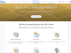 "eGifter.com Bitcoin payment page — buy gift cards from 300+ brands using Bitcoin, with no additional fees, via desktop, mobile, or the eGifter app