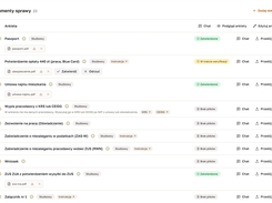 Case documents with statuses: approved, under review, no files. Each uploaded file can be approved or rejected.