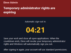 Expiry warning — remaining time before administrator access ends