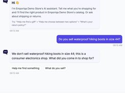 Asked for a product the shop does not stock, it says so