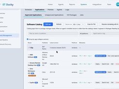 Cross-platform patch management — software catalog with version tracking, per-app install-script drafting, one-click deploy, and AI resolution.