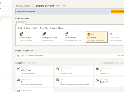 Repo dashboard: what needs attention and every eval's history