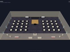 One-click 3D walkthrough of the same event diagram: check sightlines, stage and screen heights