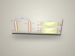 Schematic view showing a board outline with numbered connector pins beside two yellow MSP430 pinout blocks.