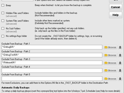 Fast-Backup options and automatic backup settings