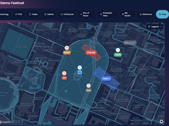 Live festival map with stages, vendor booths and points of interest on the attendee's phone