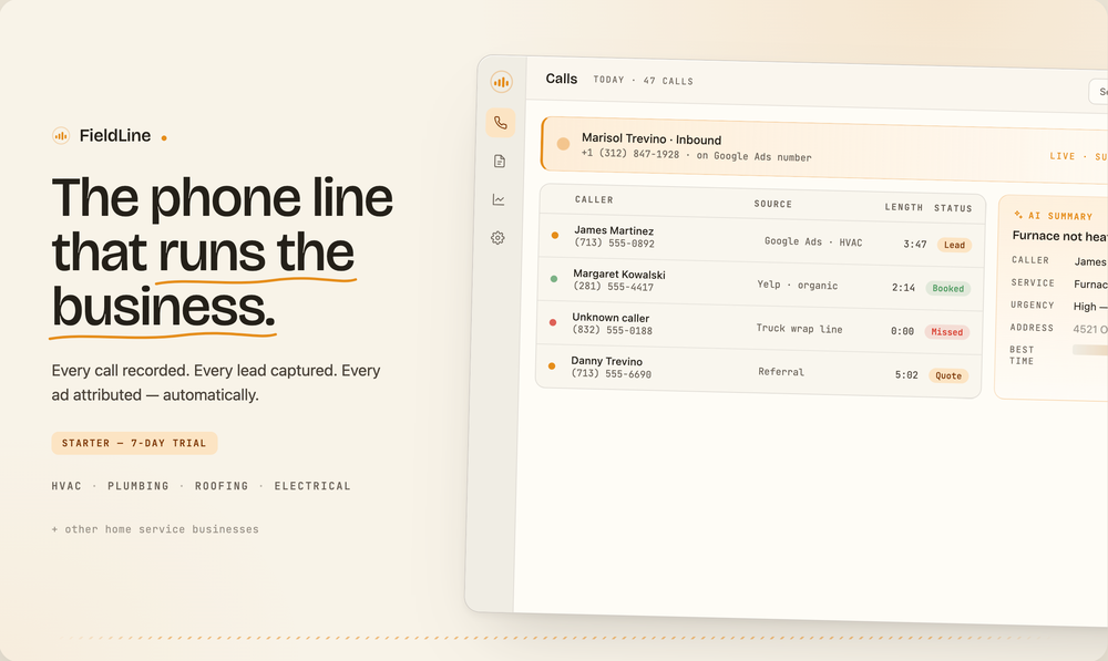 FieldLine - Every call recorded. Every lead captured.
