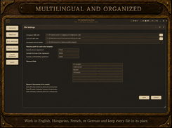 Work in English, French, German or Hungarian and keep every file in its place.