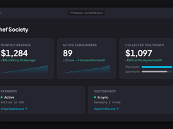 Revenue, subscribers, and bot status at a glance — money settles in your own Stripe