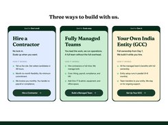 Three ways to build with us: contractors, a fully managed team, or your own India entity