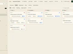 Flori project task board with To do, In progress, Waiting, and Done columns.
