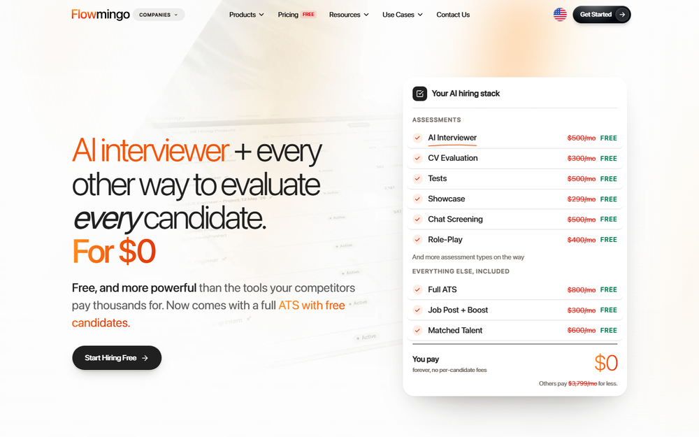 AI interviewer + every other way to evaluate every candidate, free