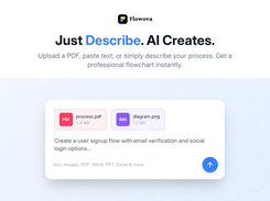 Just Describe, AI Creates - Upload a PDF, paste text, or describe your workflow. Flowova AI instantly generates a professional flowchart for you.