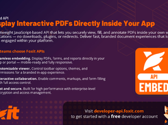 PDF Embed API: In-App Viewing & Collaboration: Lightweight JS API for secure, branded PDF viewing, annotation, and form-fill inside your product—no downloads, plugins, or redirects required.