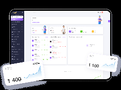 A tablet mockup displays a Velvet admin dashboard with sidebar navigation for gambling accounts, bonuses, slots, payments, tournaments, jackpots, betting, and reports, plus deposit and withdrawal statistics.