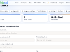Go Bit Url, Dashboard Page