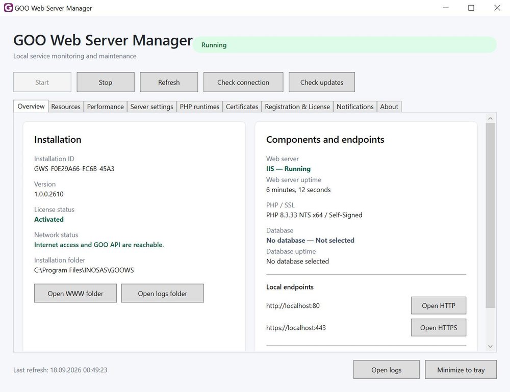 GOO Web Server - Manager