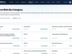 Browse 1,836+ categories by NAICS, PSC, and NIGP codes to find bids in your industry