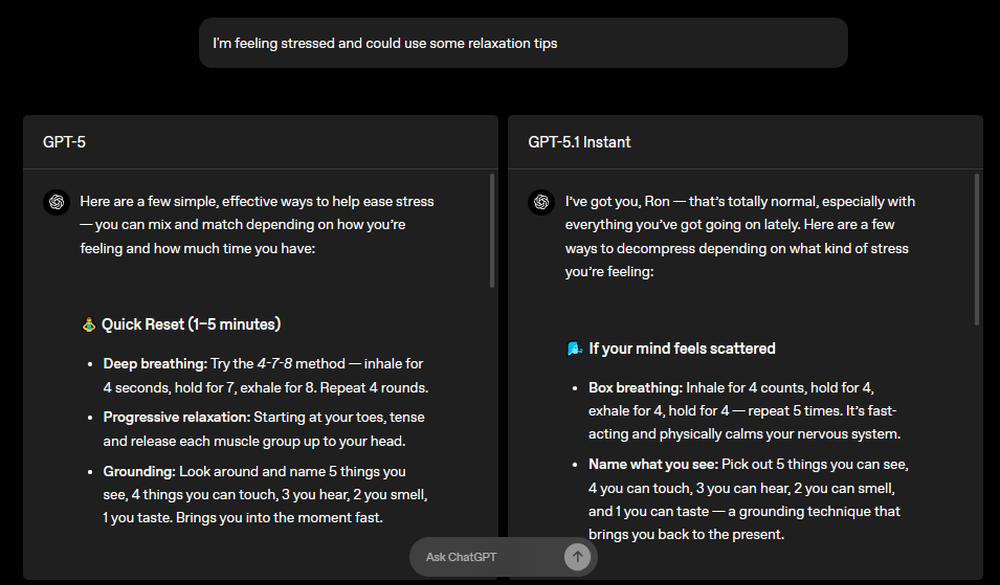 GPT-5.1 Instant Screenshot 1